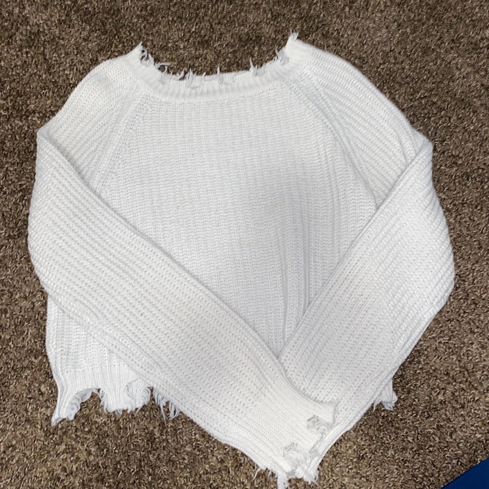 White Long Sleeve Crop Top.